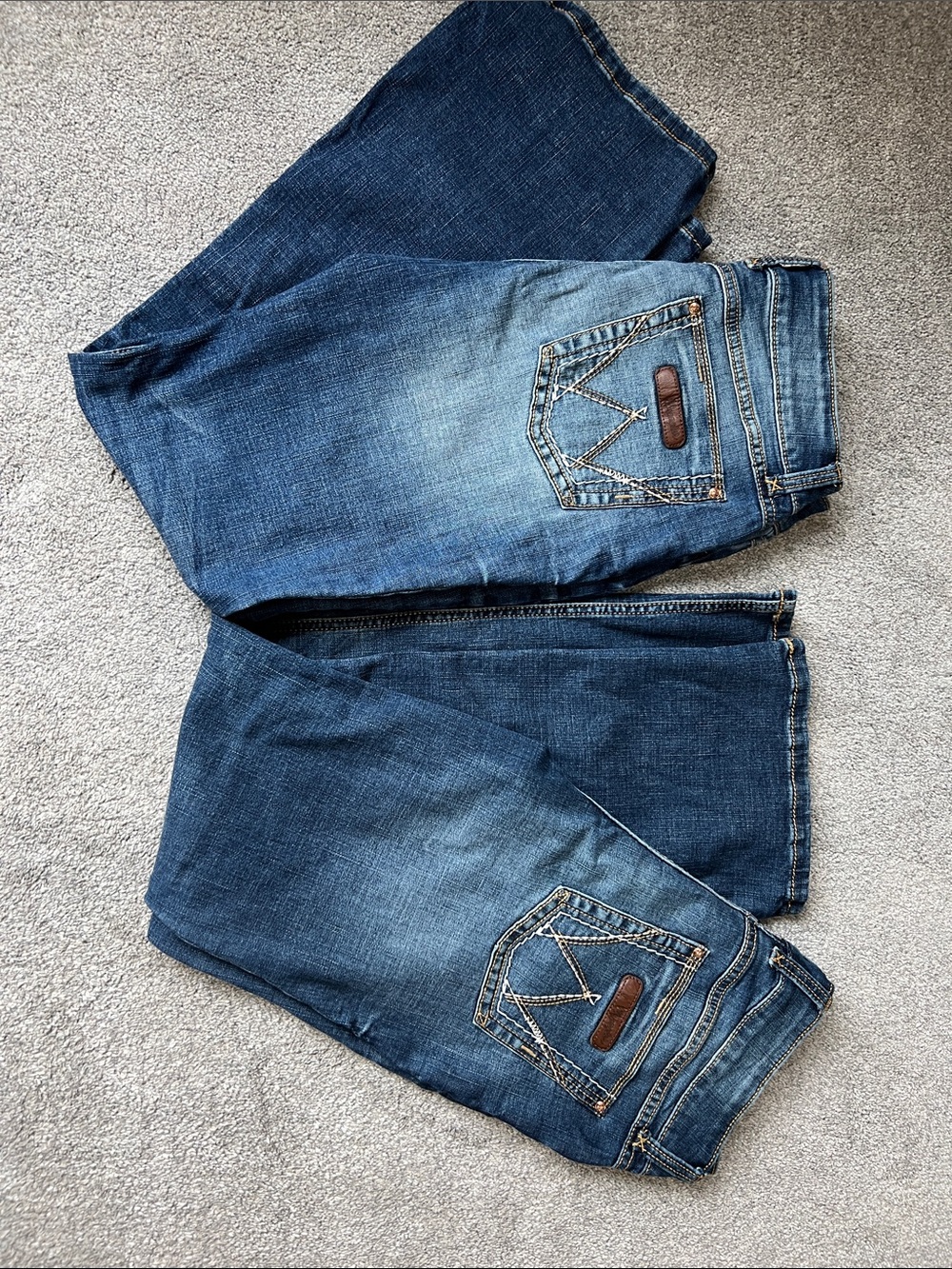 2 Wrangler Retro Mae Mid Rise Boot Cut Jeans Women’s Size 13x32 Drkwash stretch